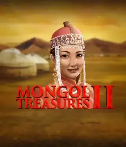 Explore the rich heritage of Mongolia with Mongol Treasures 2 slot by Endorphina, showcasing a beautiful Mongolian woman dressed in traditional attire against a sunset-lit Mongolian steppe backdrop. This graphic portrays the essence of Mongolian culture, providing a unique gaming experience. 